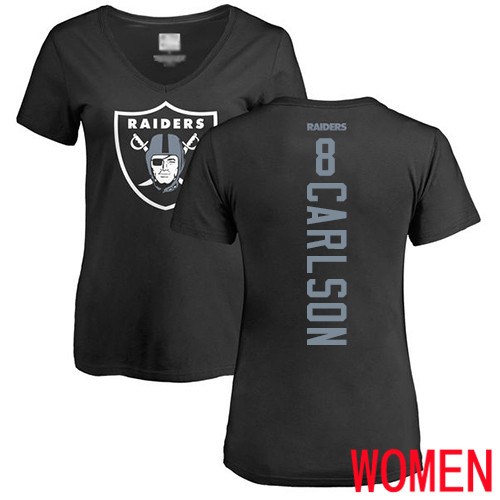 Oakland Raiders Black Women Daniel Carlson Backer NFL Football #8 T Shirt